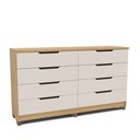 Ver imagem 2 de Cômoda 8 Gavetas 100% MDF Barcelona Bege/Off White/Carvalho