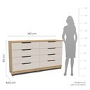 Ver imagem 3 de Cômoda 8 Gavetas 100% MDF Barcelona Bege/Off White/Carvalho