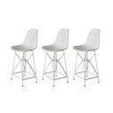 Ver imagem 1 de Kit 3 Banquetas Bistrô Alta Eames Branca Base Ferro Branco - Cor: Branco
