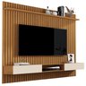 Painel Vênus Ripado 1.8x1.8 + Nicho 1.8 p/ TV até 75'' Nature/Off White - Giga Móveis - 2