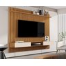 Painel Vênus Ripado 1.8x1.8 + Nicho 1.8 p/ TV até 75'' Nature/Off White - Giga Móveis - 1