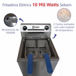 Fritadeira Fritador Elétrico Grande 2 Cestos 18l de Pedestal Coluna 10000w Sebem - 2