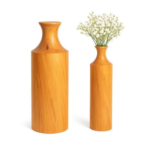 Garrafas Decorativas em Madeira Vaso Decoração Luxo 2 Uni