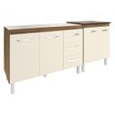 Ver imagem 1 de Armário Cozinha Gabinete Pia de 120 Cm Bruna e Balcão Fran para Cooktop 5 Bocas Savana Off White