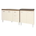 Ver imagem 4 de Armário Cozinha Gabinete Pia de 120 Cm Bruna e Balcão Fran para Cooktop 5 Bocas Savana Off White