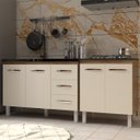 Ver imagem 2 de Armário Cozinha Gabinete Pia de 120 Cm Bruna e Balcão Fran para Cooktop 5 Bocas Savana Off White