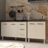Armário Cozinha Gabinete Pia de 120 Cm Bruna e Balcão Fran para Cooktop 5 Bocas Savana Off White - 2