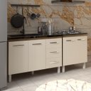 Ver imagem 3 de Armário Cozinha Gabinete Pia de 120 Cm Bruna e Balcão Fran para Cooktop 5 Bocas Savana Off White
