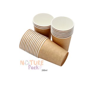 250un Copo Papel Biodegradável Térmico Água Café 200ml Kraft
