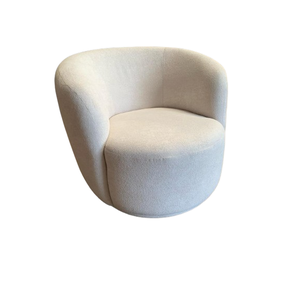 Poltrona Giratória Decorativa Tecido Boucle Bege Isofá Móveis