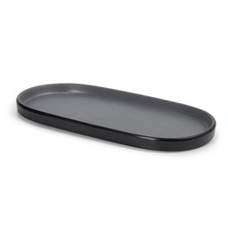 Prato Oval Dual Color Cinza 26 Cm Melamina 100% Profissional - 1