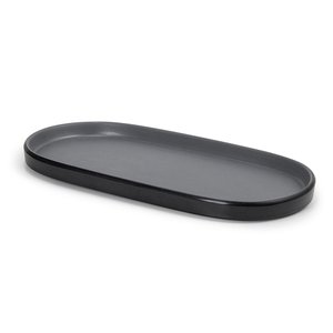Prato Oval Dual Color Cinza 26 Cm Melamina 100% Profissional