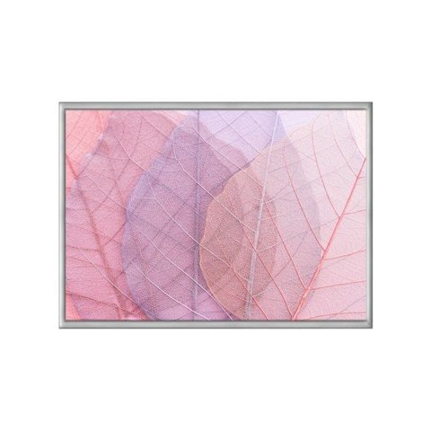 Quadro Decorativo - Folhas Textura Veias Rosa Lilas Flnt089 - Vidro com Impressão Uv - 80x60cm