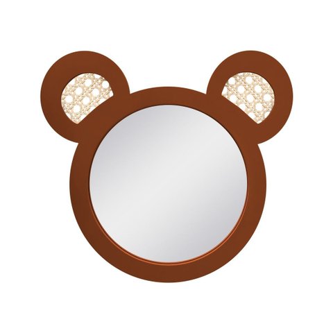Espelho Decorativo Infantil 43x44cm Urso Freijó/ Marrom