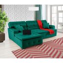 Ver imagem 3 de Sofá Orlando 2.20x1.90m com Chaise, Retrátil e Reclinável - Verde