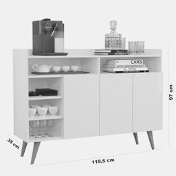BUFFET APARADOR CANTINHO DO CAFE CELTA 3 PORTAS:BRANCO - 5