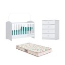 Ver imagem 1 de Berço Bala de Menta e Cômoda Labirinto Branco e Colchão - Fdecor