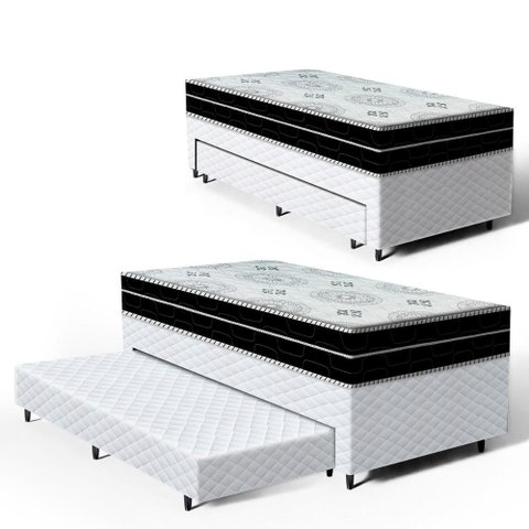 Cama Box com Colchão de Espuma D45 Pillow In Anjos Ortoconfort + Auxiliar Unique Solteiro 88cm