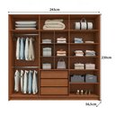 Ver imagem 3 de Guarda Roupa Casal 2,43m com 6 Portas de Vidro Fumê 100% Mdf Cor:itaúba Âmbar