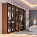 Ver imagem 1 de Guarda Roupa Casal 2,43m com 6 Portas de Vidro Fumê 100% Mdf Cor:itaúba Âmbar