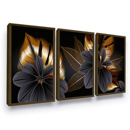 Quadros Decorativos Trio Flores Sala Escritório Tendência - 1