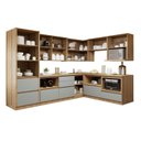 Ver imagem 4 de Cozinha Completa Modulada 9 Peças 11 Portas 8 Gavetas com Rodapé Norten Verde/Nature