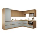 Ver imagem 2 de Cozinha Completa Modulada 9 Peças 11 Portas 8 Gavetas com Rodapé Norten Verde/Nature