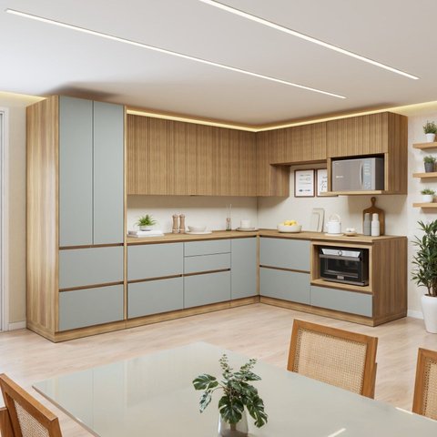 Cozinha Completa Modulada 9 Peças 11 Portas 8 Gavetas com Rodapé Norten