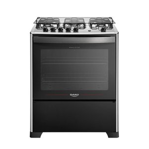 Fogão 5 Bocas Preto com Mesa Inox Dako Magister Grill Bivolt
