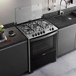 Fogão 5 Bocas Preto com Mesa Inox Dako Magister Grill Bivolt - 5