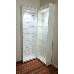 Kit 2 Gôndola Lojas Estante Expositor Vidro Led na Cor Branca - 2