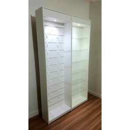 Kit 2 Gôndola Lojas Estante Expositor Vidro Led na Cor Branca - 4