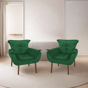 Kit 2 Poltronas Decorativa Mona para Sala, Salão Escritório Verde
