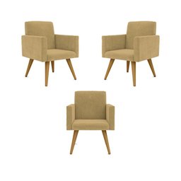 Kit 03 Poltronas Decorativa Sala Balaqui Decor Cor:capuccino - 1