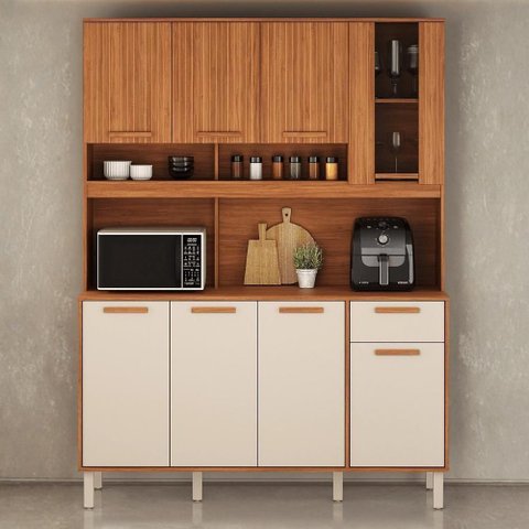 Combo de Móveis de Cozinha Itafriz 8 Portas 1 Gaveta MDP-MDF 150cm Off White Itatiaia