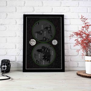 Quadro Decorativo Mapa de Navegação em Moldura Caixa Tacolado Moldura Caixa 3cm Preta com Vidro 80 X