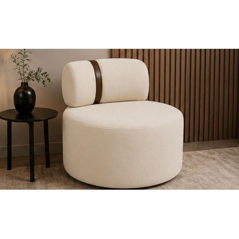 Poltrona Orgânica Decorativa Luna Bouclé Bege