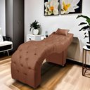 Ver imagem 2 de Maca Estofada para Clínica de Estética Facial com Capitonê Andressa Veludo Terracota Star Confort