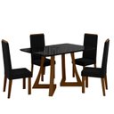 Ver imagem 2 de Sala Jantar Ana 136cm Vidro 4 Cadeira Veludo Livia Preto/Ambar