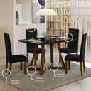 Ver imagem 7 de Sala Jantar Ana 136cm Vidro 4 Cadeira Veludo Livia Preto/Ambar