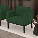 Ver imagem 2 de Poltrona Base de Madeira Fixa Preto Elisa Veludo Verde D03 - D'Rossi