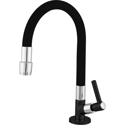 Torneira de Cozinha Ravena Parede Giratória Flex Black Cano 5-8 98190 1-4 Volta Pevilon