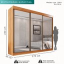 Ver imagem 3 de Guarda Roupa Casal 3 Portas de Correr com 3 Espelhos 6 Gavetas Fênix 100% MDF - Mais Móveis