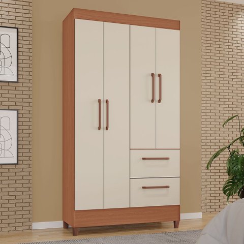 Guarda-roupas Brilho 100% Mdf 4 Portas 2 Gavetas