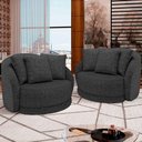 Ver imagem 2 de Kit 2 Poltronas Decorativa Giratória para Sala Kaly M22 Linho Chumbo - Mpozenato