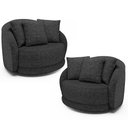 Ver imagem 1 de Kit 2 Poltronas Decorativa Giratória para Sala Kaly M22 Linho Chumbo - Mpozenato