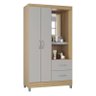 Cômoda 868 4 Gavetas e 1 Porta com Guarda Roupa Solteiro Córdoba 2 Portas Damasco Off White - Poquem - 5