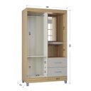 Ver imagem 3 de Cômoda 868 4 Gavetas e 1 Porta com Guarda Roupa Solteiro Córdoba 2 Portas Damasco Off White - Poquem