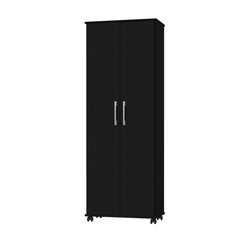 Armário Multiuso Arezzo 2 Portas 4 Rodízios Preto J&A Móveis