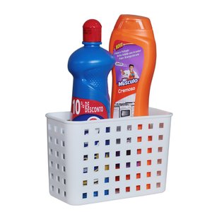 Cesto Organizador com Ventosa Multiuso, Paramount, Branco, Tamanho: 18x9x12 Cm